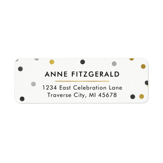 スタイリッシュ金ゴールド紙吹雪差出人住所ラベル ラベル (正面)