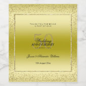 スタイリッシュ金ゴールド紙吹雪50thゴールデン結婚ズ ワインラベル (シングルラベル)