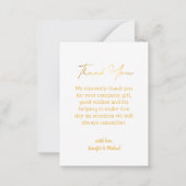 スタイリッシュ金ゴールド結婚手書き写真感謝していよ ノートカード (裏面)