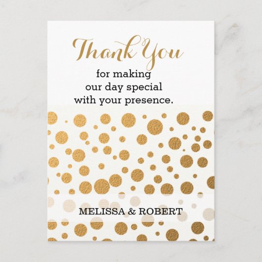 スタイリッシュ金ゴールド結婚紙吹雪 ポストカード (正面)