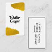 スタイリッシュ金ゴールド絵を描（ばちゃばちゃ）跳ねる枠の垂直 名刺 (正面/裏面)