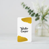 スタイリッシュ金ゴールド絵を描（ばちゃばちゃ）跳ねる枠の垂直 名刺 (スタンド正面)