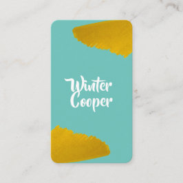 スタイリッシュ金ゴールド絵を描（ばちゃばちゃ）跳ねる枠青空 名刺