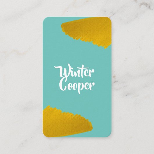 スタイリッシュ金ゴールド絵を描（ばちゃばちゃ）跳ねる枠青空 名刺 (正面)