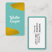 スタイリッシュ金ゴールド絵を描（ばちゃばちゃ）跳ねる枠青空 名刺 (正面/裏面)