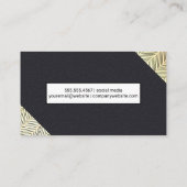 スタイリッシュ金ゴールド線パターン | レザーテクスチャ 名刺 (裏面)