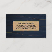 スタイリッシュ金ゴールド線 | 深いの青い背景 名刺 (裏面)