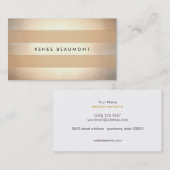 スタイリッシュ金ゴールド色デザストライプのイナとスタイリスト 名刺 (正面/裏面)