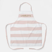 スタイリッシュ金ゴールド赤面ピンク白ストライプ名前をカスタムする エプロン (正面)