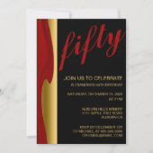 スタイリッシュ金ゴールド赤50招待状 招待状 (正面)