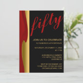 スタイリッシュ金ゴールド赤50招待状 招待状 (スタンド正面)