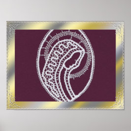 スタイリッシュ金ゴールド銀縁どフレカスタムーム写真 ポスター