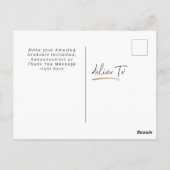 スタイリッシュ金ゴールド黒卒招待状葉書 ポストカード (裏面)