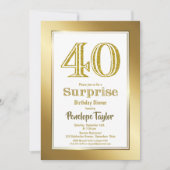 スタイリッシュ金ゴールド40th誕生日ディナーパーティー 招待状 (正面)