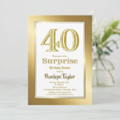 スタイリッシュ金ゴールド40th誕生日ディナーパーティー 招待状 (スタンド正面)