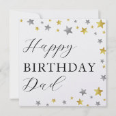スタイリッシュ金ゴールド&シルバースターズハッピーバースデーパパ (正面)