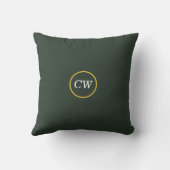 スタイリッシュ金ゴールド&フォレストグリーンモノグラム枕 クッション (裏面)