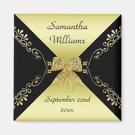 スタイリッシュ金ゴールド&ブラック装飾弓の好意 マグネット