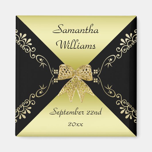 スタイリッシュ金ゴールド&ブラック装飾弓の好意 マグネット (正面)