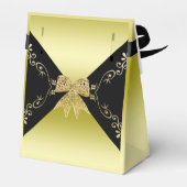 スタイリッシュ金ゴールド&ブラック装飾弓誕生日 フェイバーボックス (裏面サイド)
