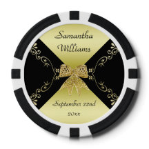 スタイリッシュ金ゴールド&ブラック装飾弓誕生日