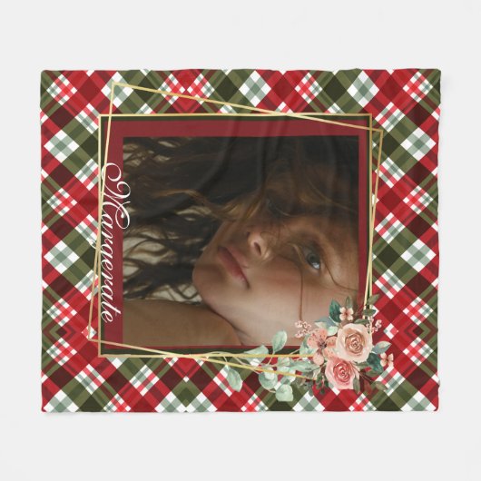 スタイリッシュ金フローラフレエレガントームモダン写真 フリースブランケット (正面(横))