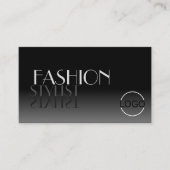 スタイリッシュ鏡フォントクラシック白黒とロゴ 名刺 (正面)