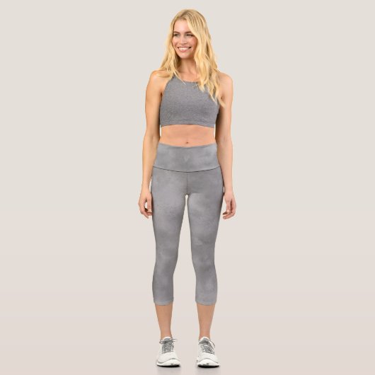 スタイリッシュ雲の効果グレー カプリレギンス (正面)