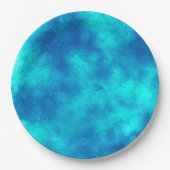 スタイリッシュ雲の効果（青） ペーパープレート (正面)