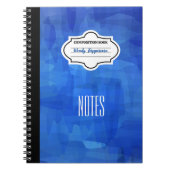 スタイリッシュ青パターン(の模様が)あるパーソナライズされた組成 ノートブック (正面)
