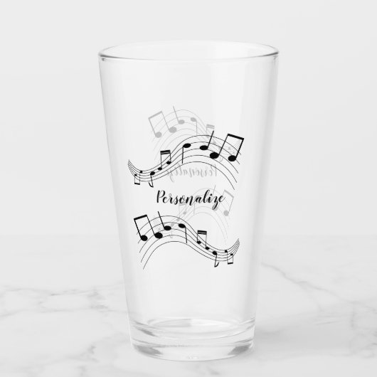 スタイリッシュ音楽ノートトレンディーカッコいいドパーソナライズされたリンク タンブラーグラス (正面)