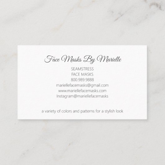 スタイリッシュ顔マスクデザイナーシースレス 名刺 (裏面)