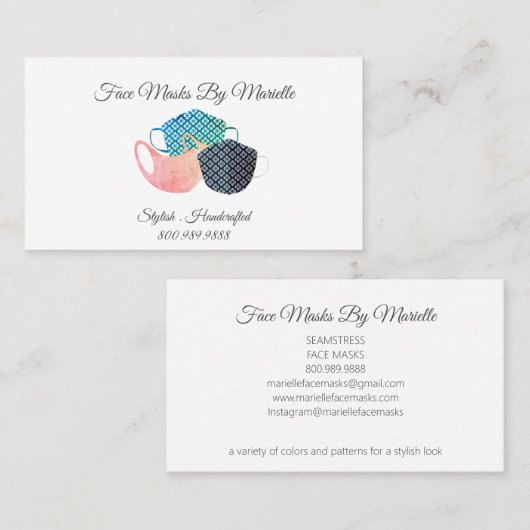 スタイリッシュ顔マスクデザイナーシースレス 名刺 (正面/裏面)