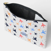 スタイリッシュ飛行機飛行パタパーソナライズされたーン アクセサリーポーチ (見開き)