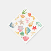 スタイリッシュ鮮やか海海カラフル貝 スタンダードカクテルナプキン (角)