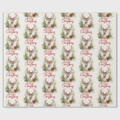 スタイリッシュ鹿のエレガントクリスマスグリーン ラッピングペーパー (フラット)