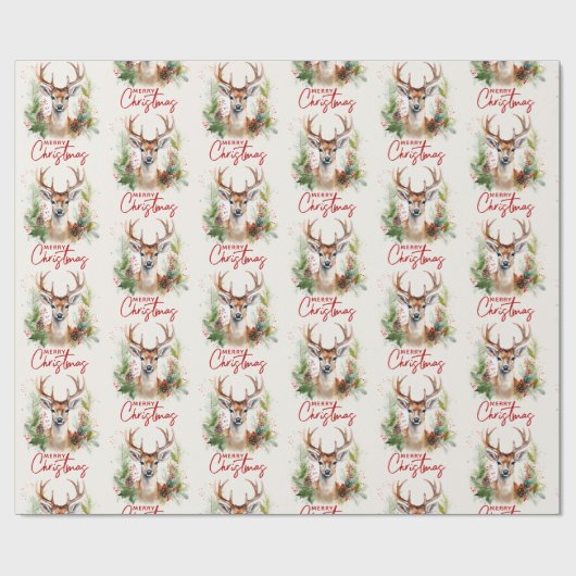スタイリッシュ鹿のエレガントクリスマスグリーン ラッピングペーパー (フラット)