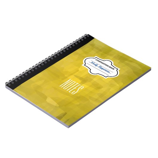 スタイリッシュ黄パターン(の模様が)あるパーソナライズされた組成 ノートブック (左側)
