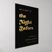 スタイリッシュ黒と金ゴールド歓迎の前夜 箔ポスター (レイダウン)