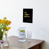 スタイリッシュ黒と金ゴールド歓迎の前夜 箔ポスター (レイダウン (キッチン))