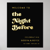 スタイリッシュ黒と金ゴールド歓迎の前夜 箔ポスター (正面)