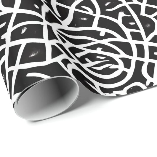 スタイリッシュ黒抽象芸術モダン包装紙 ラッピングペーパー (ロールコーナー)