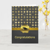 スタイリッシュ黒板グレーと金ゴールド卒業カード カード (黄色い花)