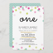 スタイリッシュ1ST誕生日パーティー招待状ピンクミントガール 招待状 (正面/裏面)