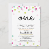 スタイリッシュ1ST誕生日パーティー招待状ピンクミントガール 招待状 (正面)