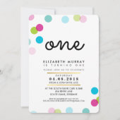 スタイリッシュ1ST誕生日パーティー招待状明るい紙吹雪 招待状 (正面)