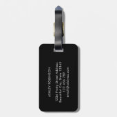 スタイリッシュ2エレガントモノグラムイニシャルブラック ラゲッジタグ (裏面縦)