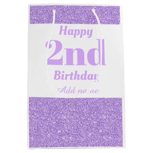 スタイリッシュ2パーソナライズされた歳の誕生日抱き枕 ミディアムペーパーバッグ (正面)