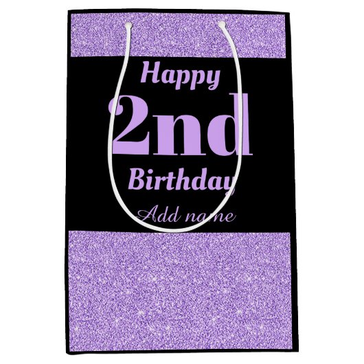 スタイリッシュ2パーソナライズされた歳の誕生日抱き枕 ミディアムペーパーバッグ (正面)