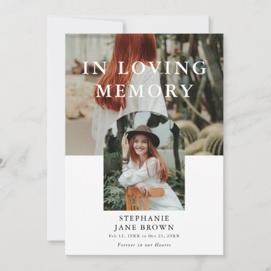 スタイリッシュ2ミニマル枚の写真葬儀記念碑 案内状 (正面)